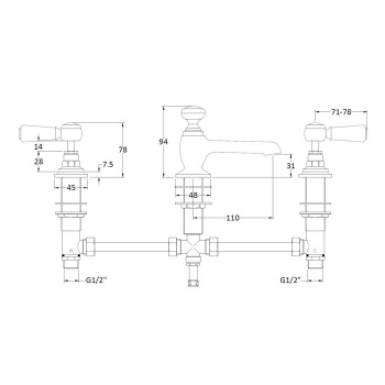 BC Designs Victrion Lever 3 Hole Basin Mixer