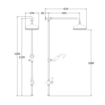 BC Designs Victrion Superbe Fixed Riser Kit with 8'' Fixed Head