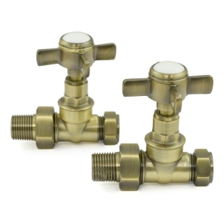 Belgravia Manual Cast Iron Radiator Valves Antique Brass (Straight)