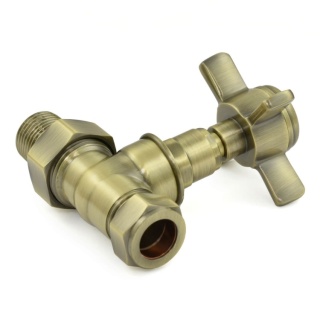 Belgravia Manual Cast Iron Radiator Valves Antique Brass (Straight)