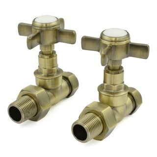 Belgravia Manual Cast Iron Radiator Valves Antique Brass (Straight)