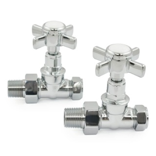 Belgravia Manual Cast Iron Radiator Valves Chrome (Straight)