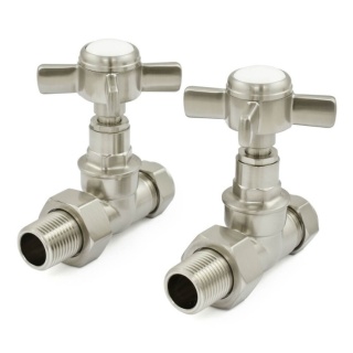 Belgravia Manual Cast Iron Radiator Valves Satin Nickel (Straight)