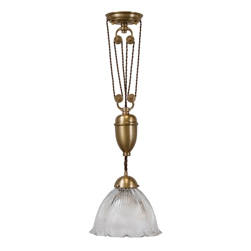 D'Arblay Brass Rise and Fall - Large Scalloped Dome Pendant Light