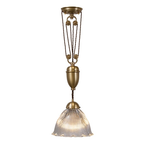 D'Arblay Brass Rise and Fall - Large Scalloped Dome Pendant Light