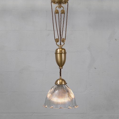 D'Arblay Brass Rise and Fall - Large Scalloped Dome Pendant Light