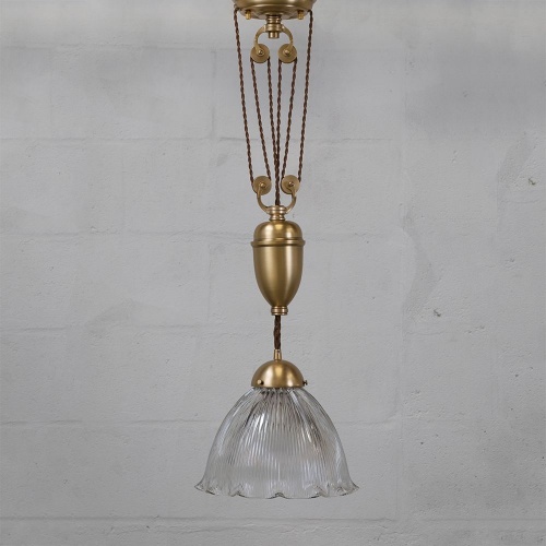 D'Arblay Brass Rise and Fall - Large Scalloped Dome Pendant Light