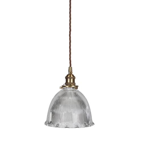 D'Arblay Brass Scalloped Prismatic Glass Dome Pendant Light