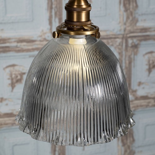 D'Arblay Brass Scalloped Prismatic Glass Dome Pendant Light