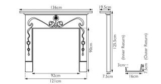 Art Nouveau Cast Iron Fireplace Surround