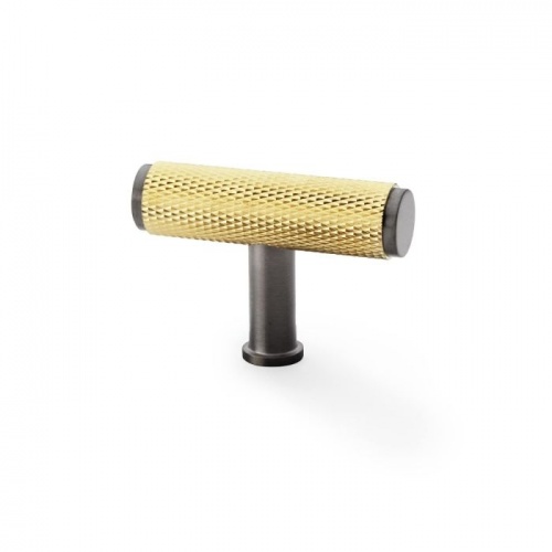 Alexander and Wilks Crispin Dual Finish Knurled T-bar Cupboard Knob