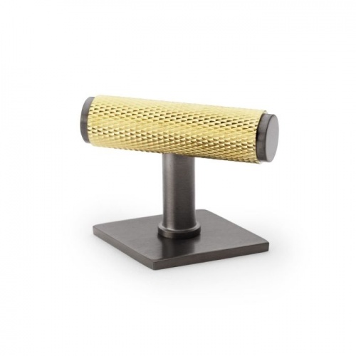 Alexander and Wilks Crispin Dual Finish Knurled T-bar Cupboard Knob