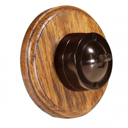 1 Gang Bakelite Switch - Meduim Oak Round