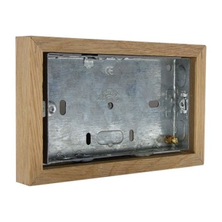 Classic Wood 18mm Surface Mounting Wall Box for 2G Bakelite Horizontal fitting in Unfinished Oak