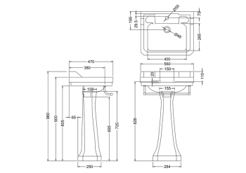 Edwardian Basin, Towel Rail and Regal Pedestal