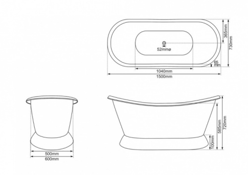 Copper Bateau 1500mm Bath