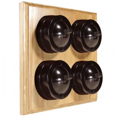 4 Gang Bakelite Switch - Light Oak