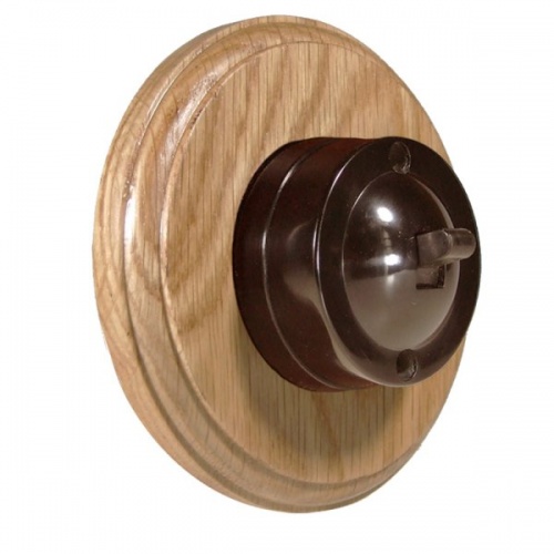 1 Gang Bakelite Switch - Unfinished Oak Round