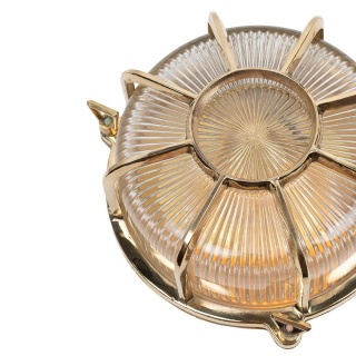 Carlisle Polished Brass IP65 Web Prismatic Glass Bulkhead Light