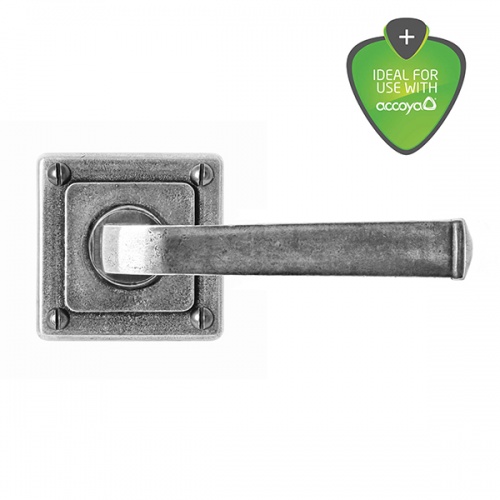 Finesse Allendale Jesmond Pewter Door Handle on Square Rose