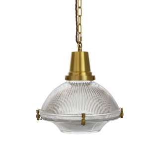 Hollen Lacquered Aged Brass Brimmed Dome Pendant Light - The Schoolhouse Collection