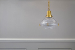 Hollen Lacquered Aged Brass Brimmed Dome Pendant Light - The Schoolhouse Collection