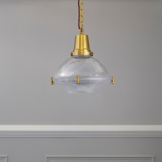 Hollen Lacquered Aged Brass Brimmed Dome Pendant Light - The Schoolhouse Collection