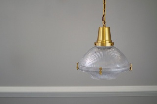 Hollen Lacquered Aged Brass Brimmed Dome Pendant Light - The Schoolhouse Collection