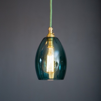 Bertie Small Teal Glass Pendant Light