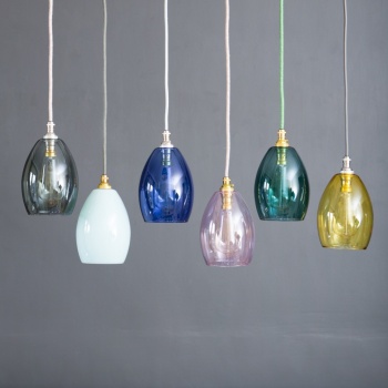 Bertie Small Teal Glass Pendant Light