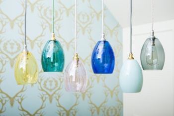 Bertie Small Teal Glass Pendant Light