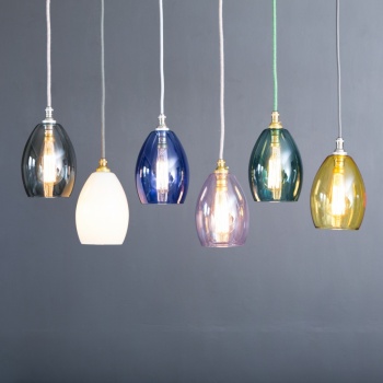 Bertie Small Blue Glass Pendant Light