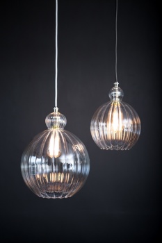 Mabel Small Ribbed Clear Glass Pendant