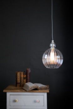 Mabel Small Ribbed Clear Glass Pendant