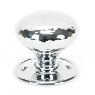 Polished Chrome Hammered Mushroom Mortice/Rim Knob Set