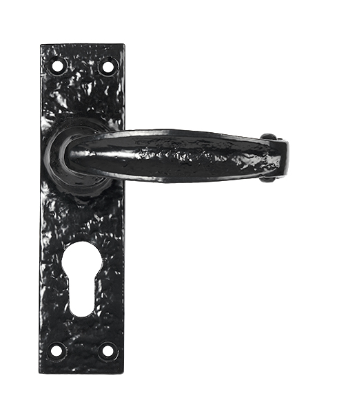 Black MF Lever Euro Lock Set