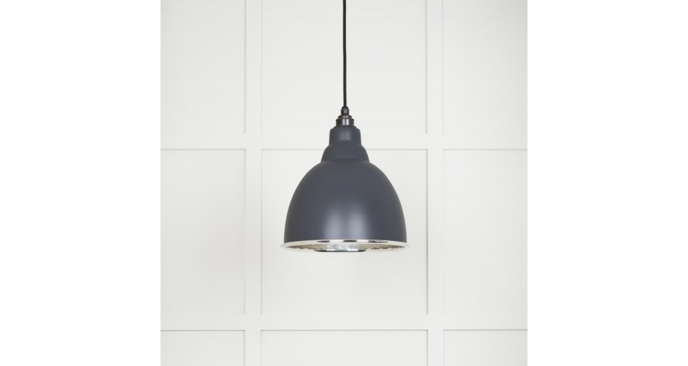 Hammered Nickel Brindley Pendant in Slate