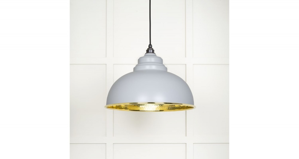 Hammered Brass Harborne Pendant in Birch