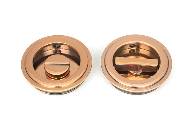 Polished Bronze 60mm Art Deco Round Pull - Privacy Set