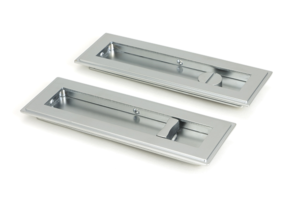 Satin Chrome 175mm Art Deco Rectangular Pull - Privacy Set