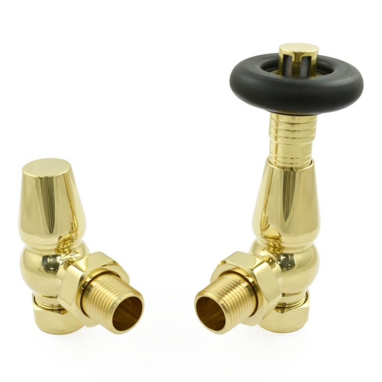 Jaguar Thermostatic Radiator Valve - Unlacquered Brass (Angled TRV)