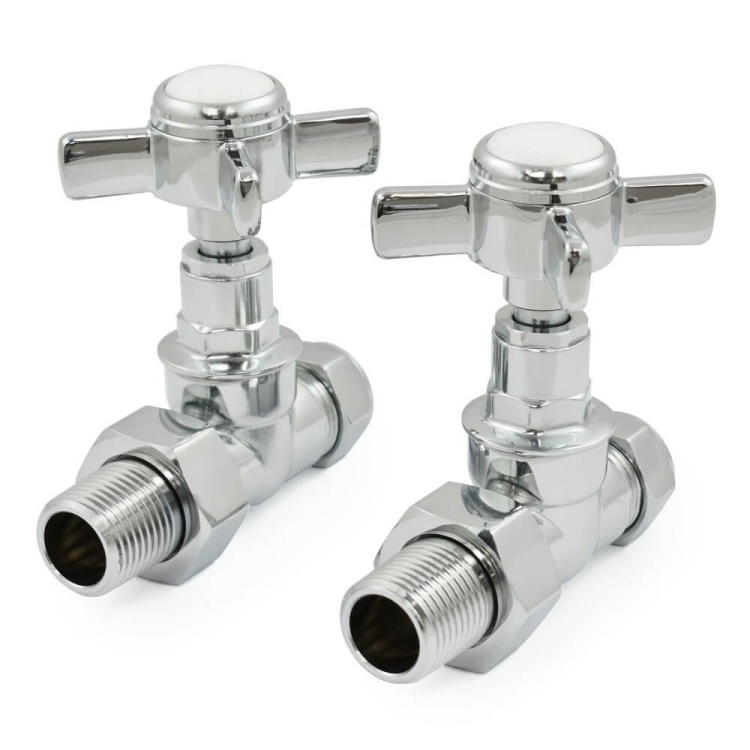 Belgravia Manual Cast Iron Radiator Valves Chrome (Straight)