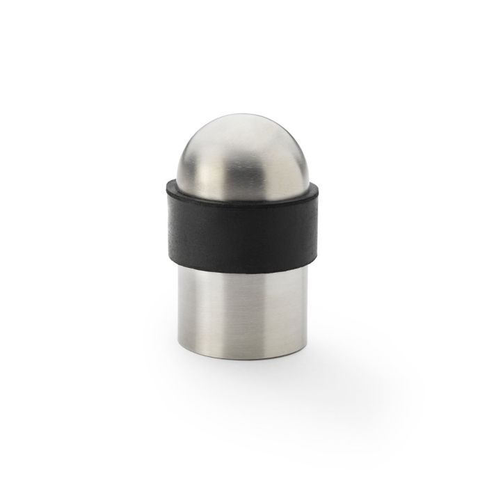 Alexander and Wilks - Floor Mounted Dome Top Cylinder Door Stop - Satin Stainless Steel