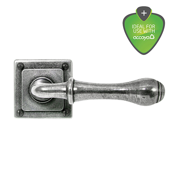 Finesse Derwent Jesmond Pewter Door Handle on Square Rose