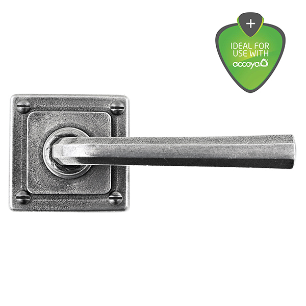 Finesse Tunstall Jesmond Pewter Door Handle on Square Rose