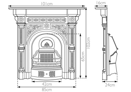 carron tweed cast iron combination fireplace dimensions period house store