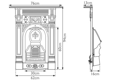 Carron Victorian cast iron fireplace - small dimensions period house store