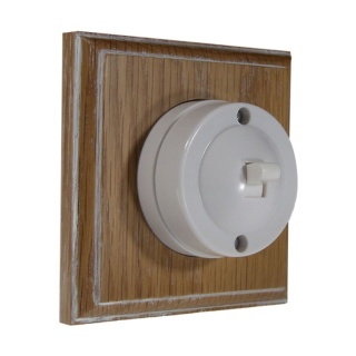 1 Gang 1 or 2way Bakelite Switch White Dolly On A Limed Oak Base