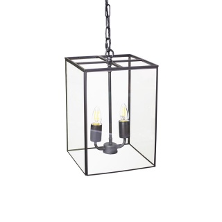 Langdon Lantern Pendant Crossbar Small Matt Black