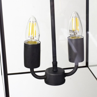 Langdon Lantern Pendant Crossbar Small Matt Black